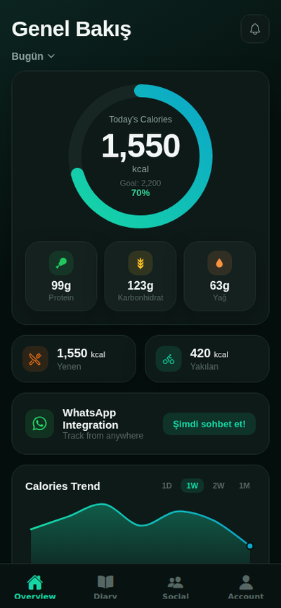 CalChatDiary overview screen