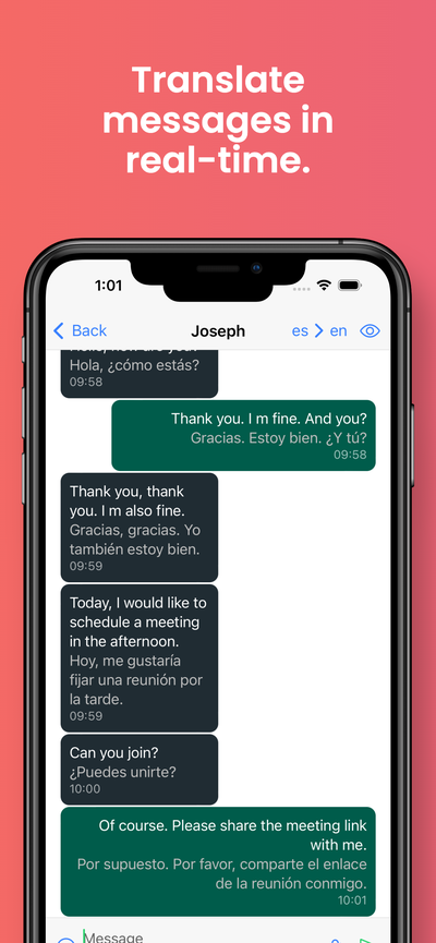 Global Chat Translator real-time translation screen