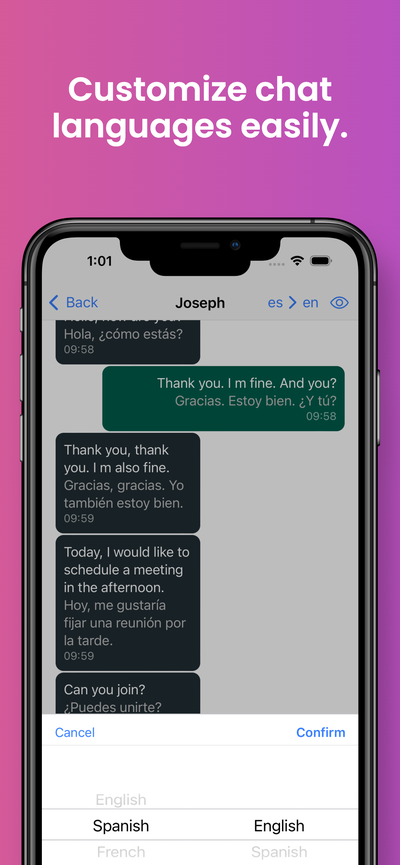 Global Chat Translator language selection screen